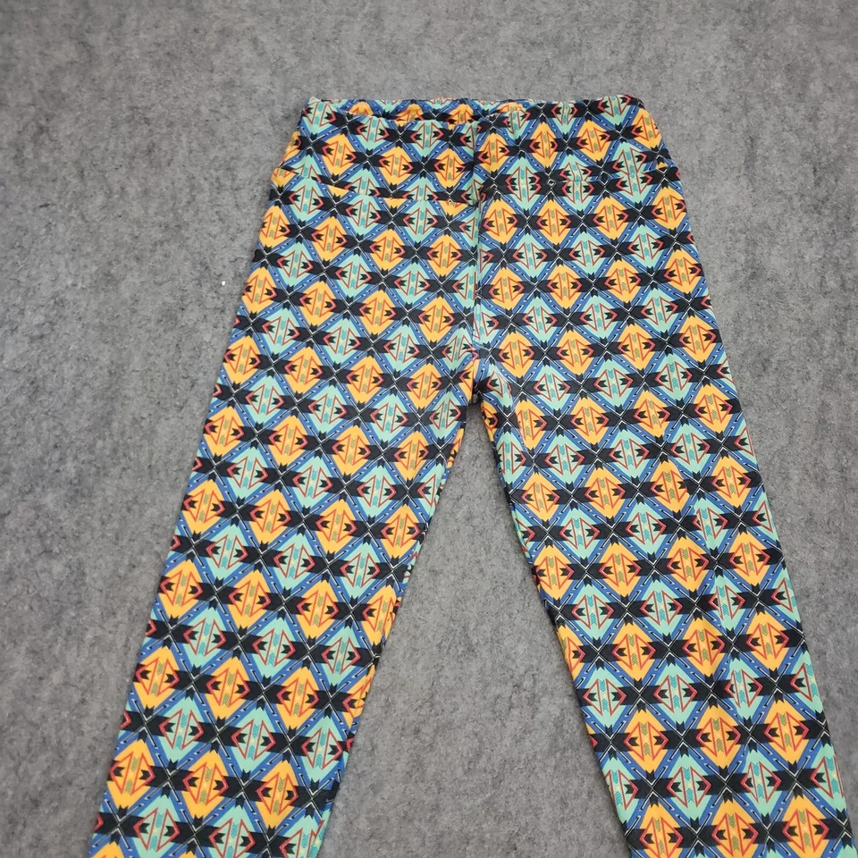 Lularoe Leggings Mujer Talla Única Azul Amarillo Pantalones Informales Azteca Damas 24x26 Foto 3 de 4