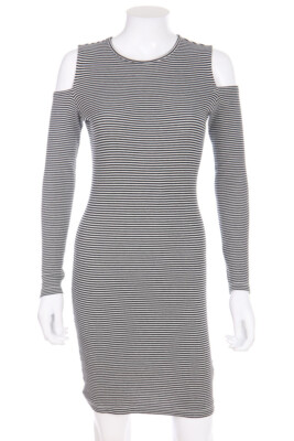 RESERVED Dress Cold-Shoulder Stripes D 34 black-white