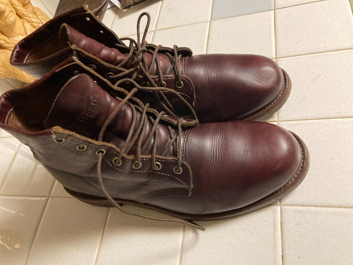 CHIPPEWA OXBLOOD LEATHER LACE UP ENGINEER USA HANDCRAFTED 