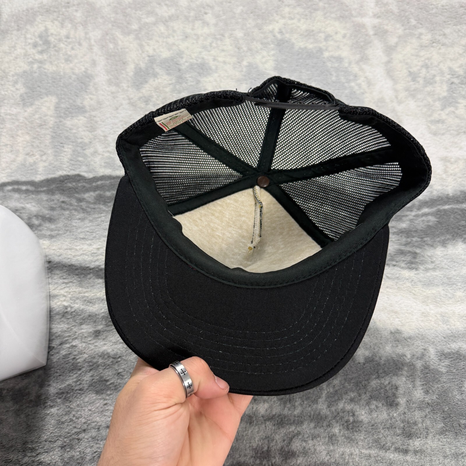 Vintage 90's YN Youngan ABRAMS Black Adjustable Mesh Trucker Snapback Cap image 7