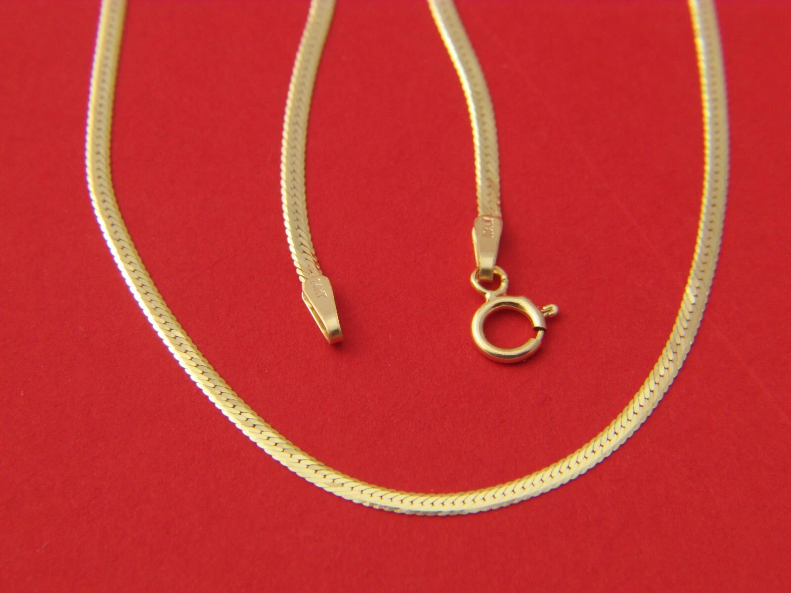 Solid 14Kt Gold Herringbone necklace real 14 karat gold