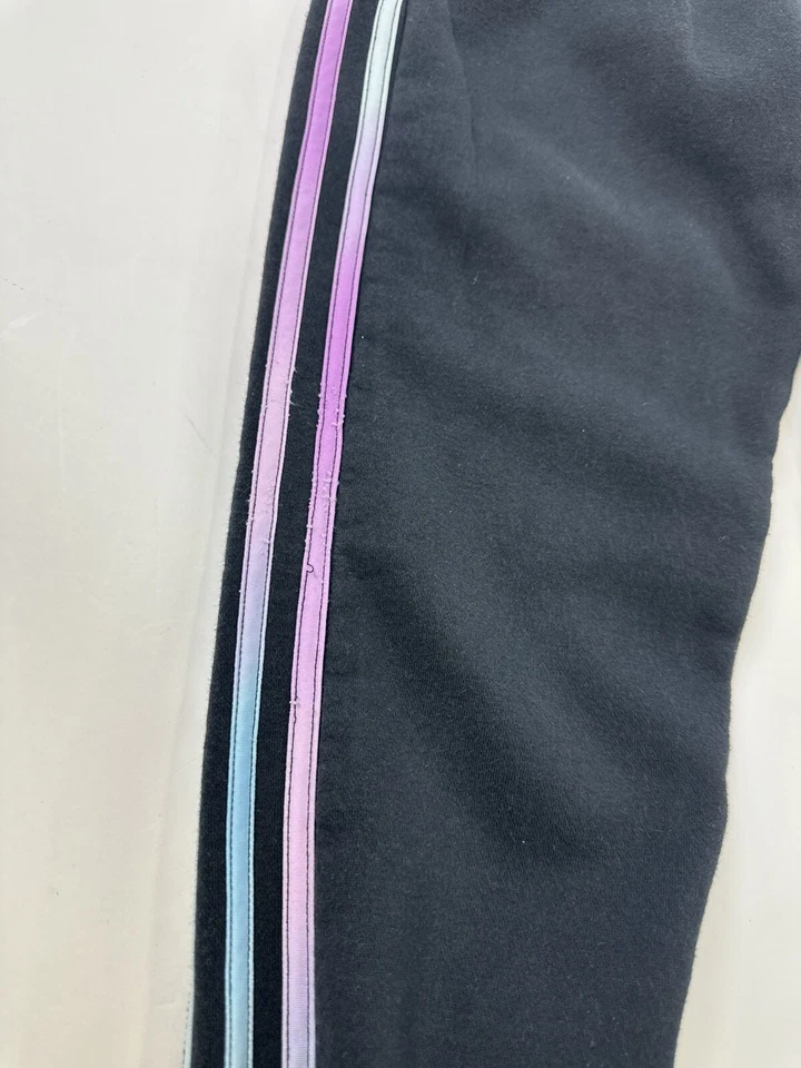 Pantalones deportivos Adidas para niñas L grandes negros arco iris tres rayas Foto 3 de 4