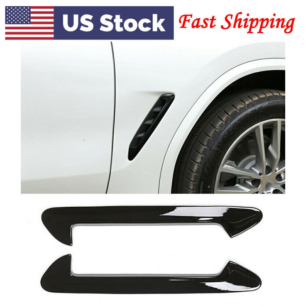 Side Air Fender Vent Trim Cover Frame Fit BMW X3 G01 X4 G02 2018-23 Glossy Black