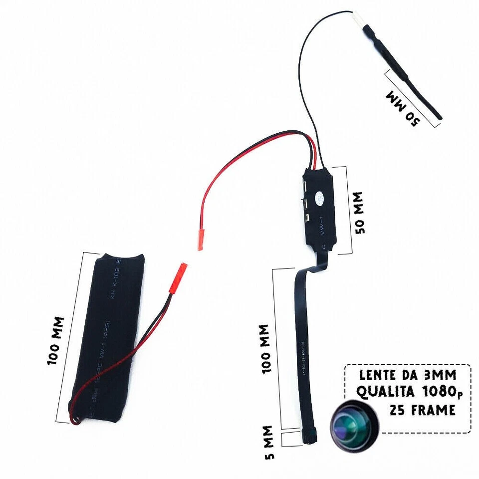 TELECAMERA micro camera minicam ahd ip wifi p2p audio 1ora facile ripresa video - Immagine 3 di 4