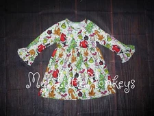 NEW Boutique Dr Seuss Grinch who stole Christmas Girls Long Sleeve Dress
