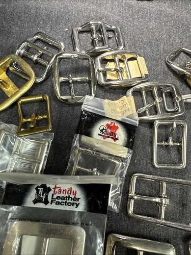 Tandy Leather Factory Belt Buckles Lot of 30 Various Sizes and Finishes Saddles - Picture 7 of 11
