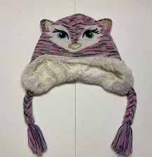 Capelli New York Little Girls Fleece Lined Ski Hat Cat Pink Striped Glitter S/M