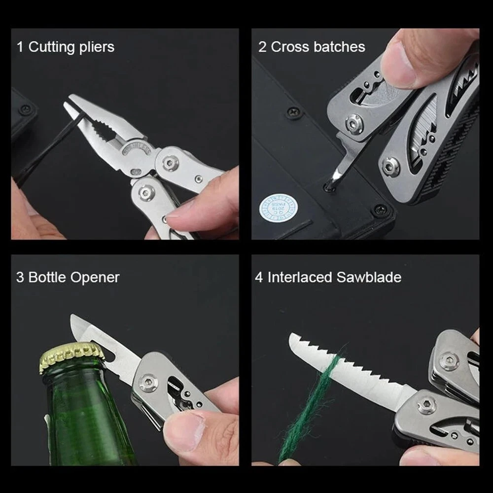 Stainless Steel Survival Multi-Tool with Plier Knife Wire Cutter File
