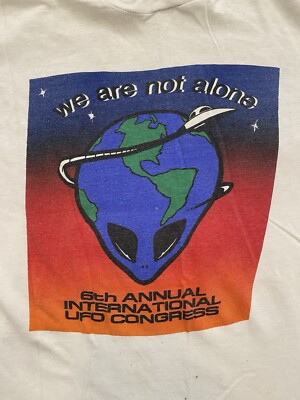 Vintage 90s 6th Annual International UFO Congress T Shirt SZ M Distressed 1991