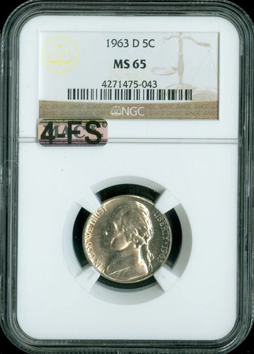 1963 D JEFFERSON NICKEL NGC MS65 MAC 4FS EXTREMELY VERY RARE $4,000.00 IN FS .