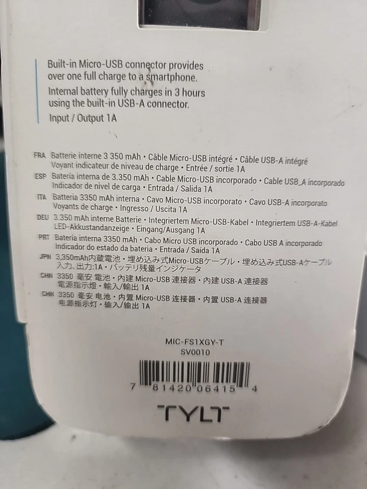 Banco de alimentación TYLT Flipstick 3350 mAh para cargador de batería de teléfono dispositivos micro USB Foto 3 de 3