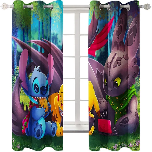 Kids Pokemon Pikachu Thick Thermal Blackout Curtains Eyelet Ring Top Drapes Gift - Picture 62 of 88