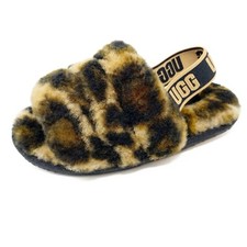 UGG Fluff Yeah Slides Slippers Shoes Leopard Print Cheetah Girls Toddler Size 10