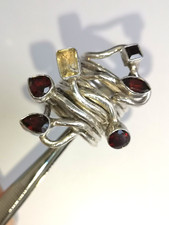 Ring Silber 925 Vintage massiv handmade mit echten Steinen Gr.  53 / 16,8 mm