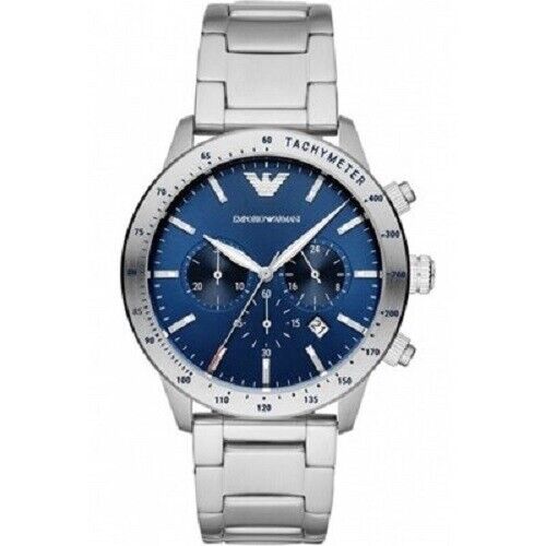 ARMANI MENS CHRONO WATCH AR11306 BLUE DIAL  CERTIFICATE - WARRANTY -  RRP 279.00 - Picture 1 of 2