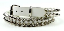 Double Row UK77 Tall Cone Studded Vegan White Belt By Funk Plus USA Punk Rock