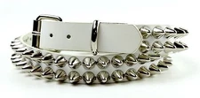 Double Row UK77 Tall Cone Studded Vegan White Belt By Funk Plus USA Punk Rock