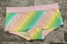 NWT VICTORIA'S SECRET PINK M OMBRE STRIPE THICK LOGO WAISTBAND BOYSHORT PANTIES