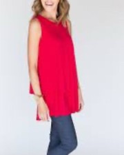 AGNES  DORA tiered tunic top red -S-NWT 