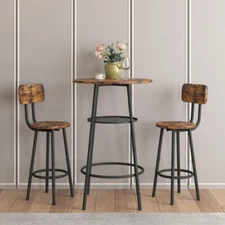 New 3 Pcs kit Bar Table Set Counter Height Dining Kitchen Pub Table 2 Stools US