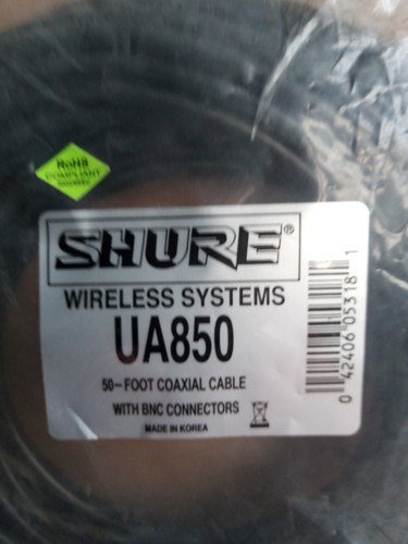 Shure UA850 50ft BNC to BNC Remote Antenna Extension Coaxial Cable 15m Wireless - Picture 2 of 2