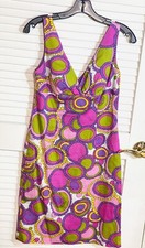 B. Darlin Pink Geometric Retro Colors Dress Women Size  7/8 USA EUC