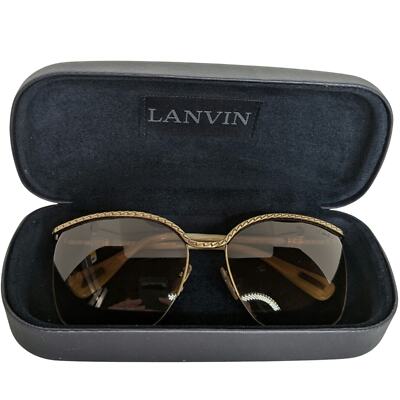 Lanvin Cat - Eye Gold Sunglasses with Rhinestone Detail and Box Lanvin Cat - Eye Gold Sunglasses with Rhinestone Detail and  main image 2