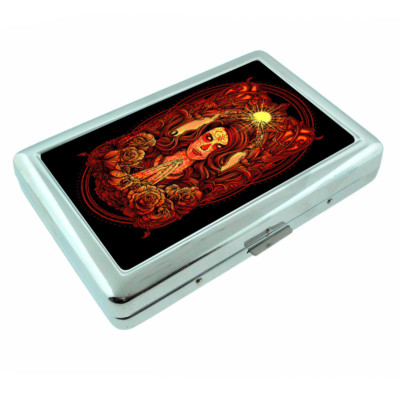 grateful dead cigarette case Lady Of The Dead Em1 Silver Metal Cigarette Case RFID Protection Wallet