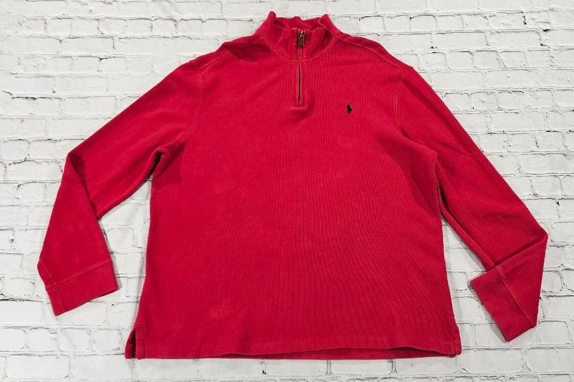 Maglione polo Ralph Lauren rosso blu pony felpa preppy UOMO TAGLIA XL