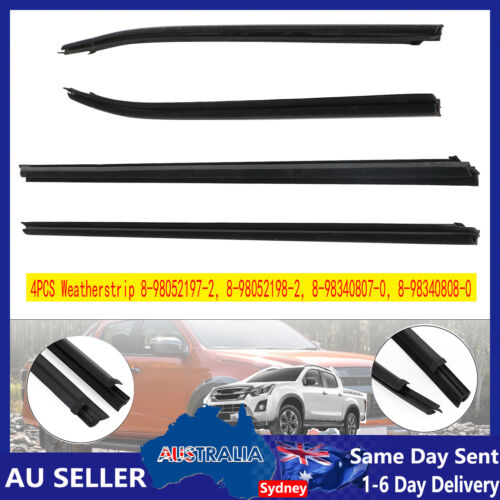 <!--F#f_0-->Set of 4 Rubber Weatherstrip Window Seal Trim Strip For 2012-2018 Isuzu Dmax NEW<!--F/-->