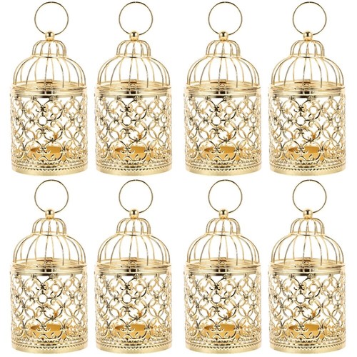 4 Stück goldene Kerzenständer Deko Windlichter für Hochzeit Teelichthalter