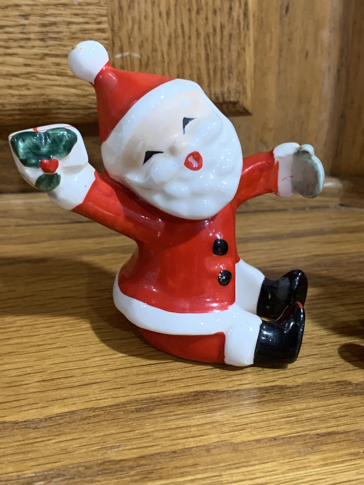1957 Vintage Napco Santa Christmas Candle Huggers Climbers Candy Cane