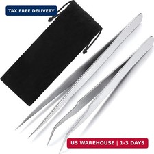 2 Pcs Eyelash Extension Tweezers Set Straight...