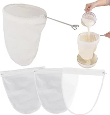 Reusable Ultra Fine Mesh Strainer Bags with Stainless Steel Handle for Nut Milk
