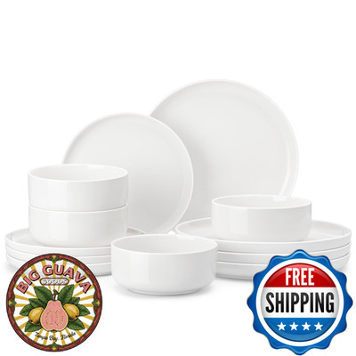 MALACASA Plates and Bowls Sets, 12 Pieces Porcelain Dinnerware Sets Dishware Set