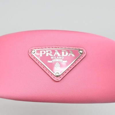 Prada Nylon Pink Headband Hair Accessory Triangle Logo Padded