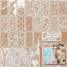 26Pcs Stencils for Crafts Reusable, Vintage Floral Butterfly Branch Backgroun...
