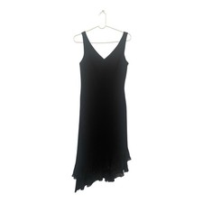 VTG Black Dress Silk Trim Sleeveless Asymmetric Jones of New York Sz 10 NEW