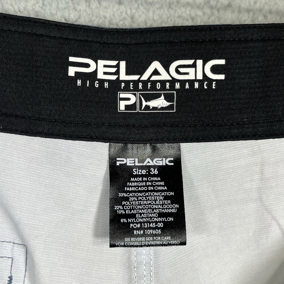 Pantalones Cortos Pelágicos Para Hombre 36 Azul Gris Alto Rendimiento Pesca Bolsillos Cordón Foto 2 de 4