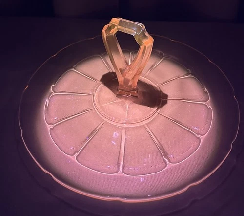 Vintage Pink Depression Glass Glow Diamond Glass Victory Pink Server Tidbit Tray
