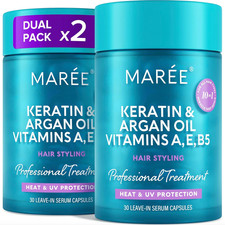 Hair Serum for Frizzy Dry Hair 2 PACK Styling Capsules with Keratin, Argan Oil