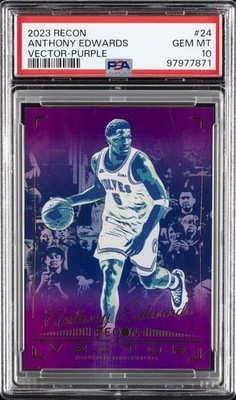 2023 PANINI RECON VECTOR PURPLE #24 ANTHONY EDWARDS 3/75 PSA 10