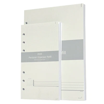 GENXON 2026 Week on Two Pages Diary Refill Insert fits Filofax Personal A5 Organiser