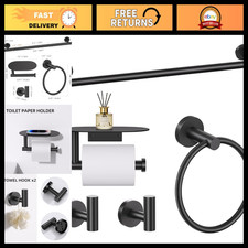Matte Black 5-Piece Bathroom Hardware Set, SUS304 Stainless Steel Towel Bar Rack