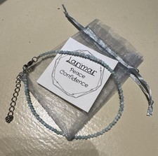 Natural Larimar And Sterling Silver Anklet With Adjustable Clasp