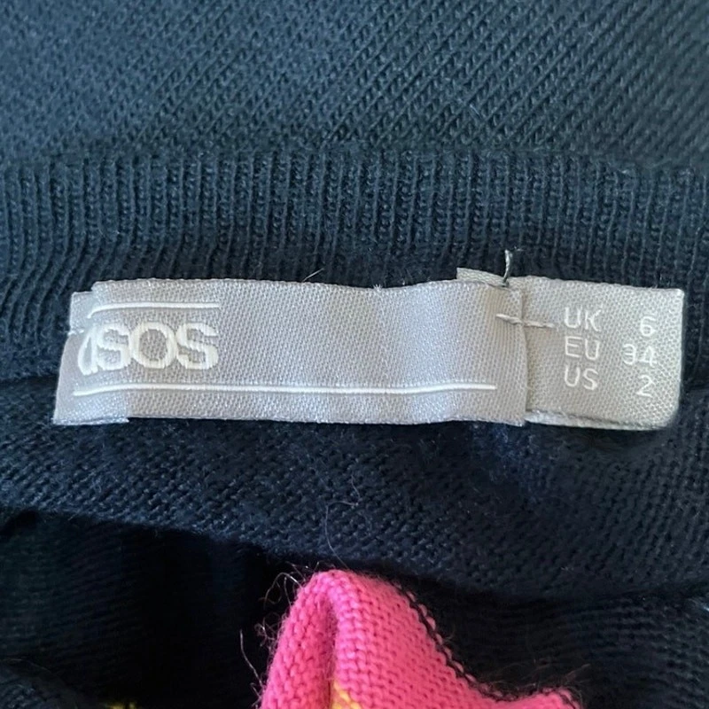 Suéter Top Pullover Tejido Manga Larga Cuello Redondo Multicolor Azul Marino Asos 2 Foto 4 de 4