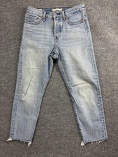 Levis Premium Wedgie Jeans Womens 27 Light Wash High Rise Button Fly Cropped