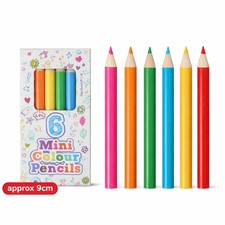 Mini Colouring Pencils Set of 6 Lucky Dip Prize Loot Party Bag Fillers for Kids