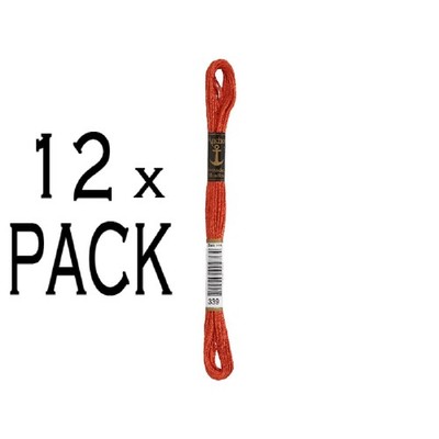 12x Anchor Sticktwist 8m, rost, Baumwolle, Farbe 339, 6-fädig, VPE