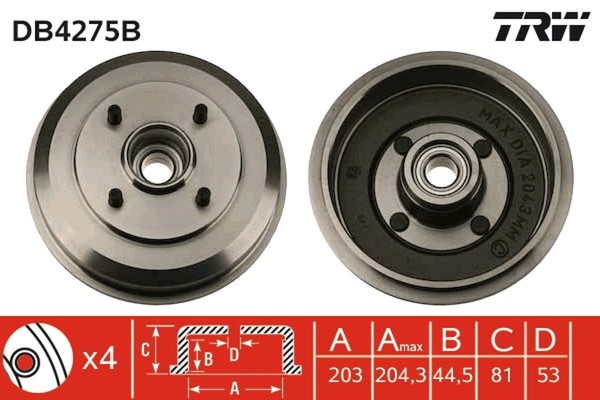 2X Bremstrommel TRW DB4275B FüR Ford Focus DBW DFW DNW DAW 1 Turnier 16V Tddi-image